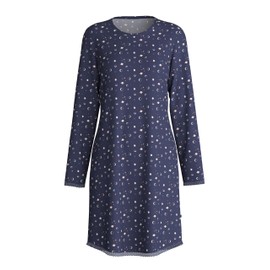 CALIDA Midnight Dreams Langarm-Nachthemd Damen, aus 100% Bio-Baumwolle, wärmende Qualität