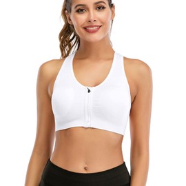DODOING Zip Front Sports Bra Post Surgery Bra Yoga Bra Workout Fitness Activewear Racerback Padded Bras for Women