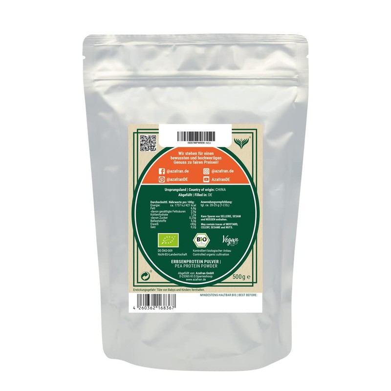 Azafran Organic Pea Protein, Vegan Protein Replacement Powder, Protein Powder