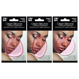Silicone Makeup Sponges Assorted Shapes Silisponge Beauty Applicator Gel Liquid Foundation BB cream Cosmetic Tool (Pink - 3 Pcs)