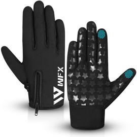WFX Winter Cycling Gloves Warm Touchscreen Warm gloves Windproof Anti-Slip Fleece Lining Bike Thermal Gloves Running Hiking Cycling Driving and Outdoor Activities for Men Women (Black, L)