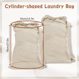 Laundry Bag 35 x 70 cm, Pack of 2 Dirty Laundry Bags Travel, Laundry Bag with Shoulder Strap and Drawstring, Cotton Laundry Bag, Storage Bag for Machine Washing, Holiday Camping
