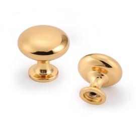 Probrico Pack of 10 Brushed Gold Cabinet Knobs, Gold Cabinet Knobs, Round Mushroom Kitchen Drawer Knobs, Solid Furniture Knobs, Heavy Duty Knobs