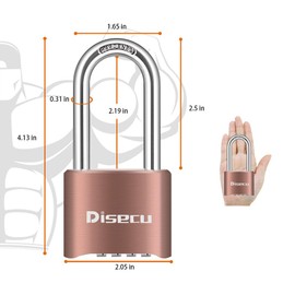 Disecu 4 Digit Heavy Duty Combination Lock 2.5 Inch Long Shackle Outdoor Waterproof Padlock for School Gym Locker, Gate, Hasp Storage, Toolbox, Fence, Case, Bike (Brass, 2 Pack)