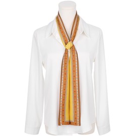 Elerevyo Women's Contrast Color Vintage Scarf, Skinny Long Hair Ribbon Handbag Handle Wrap Neck Tie Scarves Neckerchief 147x14cm/57.9x5.5(LxW) Yellow