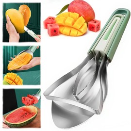 Suuker Mango Slicer, Peeler & Pit Remover Tool, 3-in-1 Watermelon Cutter Tool, Fruit Slicer with Micro-Serrated Stainless Steel Blader for Melon Cutter, Pineapple Corer