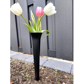 meytrade Flower Vase for Cemetery Grave Vase Modern Grey 34 cm Long Plug-In Vase with Ground Spike Grave Decoration Weatherproof for Roses and Tulips VaseSteck01