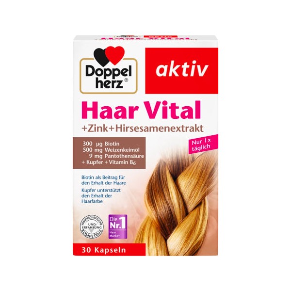 Doppelherz Aktiv Hair Vital with Zinc, Millet Extract 30 capsules