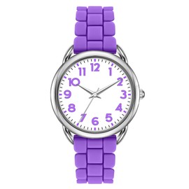 Bisley Women Watch Purple Silicone Strap White Dial Easy to Read Watch