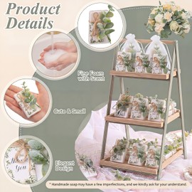 Demissle 60 Sets Mini Eucalyptus Soaps Baby Shower Wedding Favors for Guests Bulk Small Hand Soaps with Thank You Tags Organza Bag Mini Faux Greenery Guests Bridal Shower Birthday Party Present