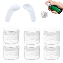 FDKJOK 6 Pcs Cosmetic Sample Jars, 10ml Travel Pots, Travel Bottles Pots Sample Pots for Toiletries with Scoops Tool and Labels for Creams Make-up Sample Glitter Nail Art Storage(White)