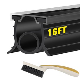 Garage Door Seals Bottom Rubber, 3-Sided Weatherproof Seal, Three Layers of Protection Available. Garage Door Bottom Seal 16 Ft, Garage Door Bottom Weather Seal. Easy to Install (Black)