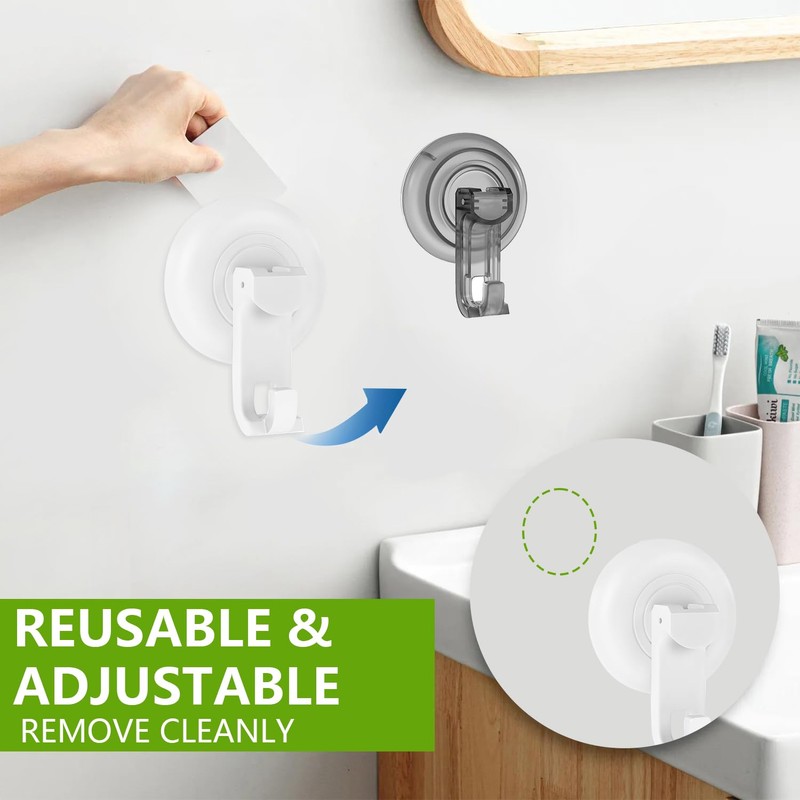 Virelixis Heavy Duty Suction Hooks, Strong Hold Waterproof Hook for