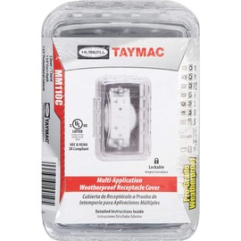 TayMac MM110C Weatherproof Single Outlet Outdoor Receptacle Cover, 5/8 Inches Deep, Clear