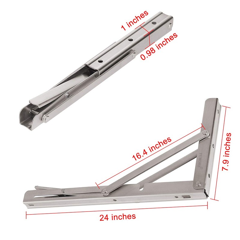YUMORE 24" Folding Shelf Brackets, Max Load: 330lb Heavy Duty