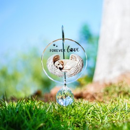 YU FENG Labrador Dog Memorial Gifts for Loss of Dog Crystal Suncatcher Garden Sign with Hanging Stake Sun Catcher, Pet Grave Marker, Rainbow Bridge Loss of Dog Sympathy Gift