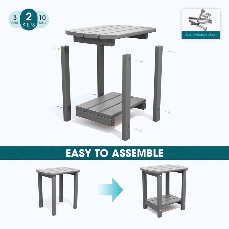 Outside Side Table, Weather Resistant Grey