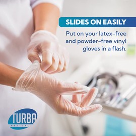TURBA Vinyl Disposable Gloves Large, Latex-Free, Powder Free, Food Safe, 200 Count