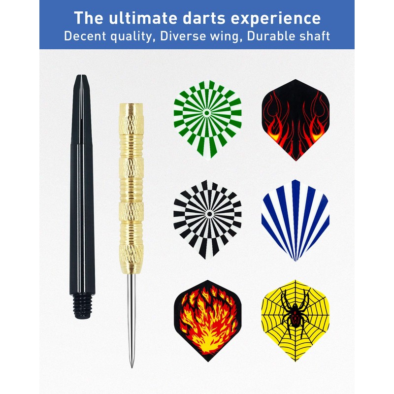 CIKKUE Steel Tip Darts, 18 Pack Premium Professional Dartboard Darts