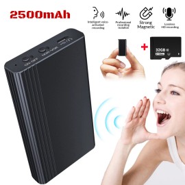 32GB 500 Hr Spy Digital Voice Activated Recorder Mini Audio Magnetic MP3 Player