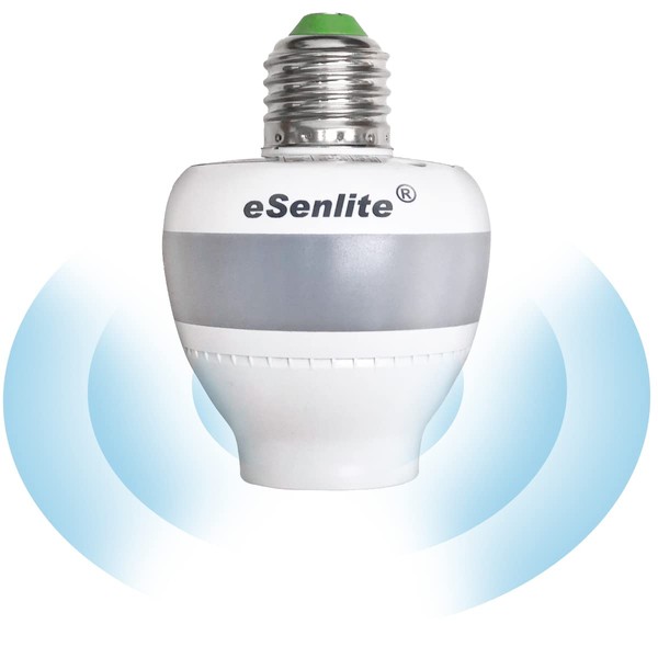 eSenlite Motion Sensor Light Socket, Radar Motion Screw LED CFL Incandescent Bulb Adapter, Dusk to Dawn Dimmable Control, Outdoor Indoor Garage Light, for Basement (1)