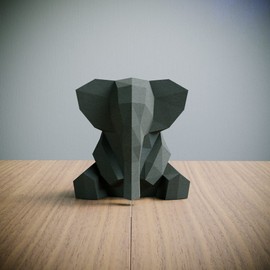 Yona DIY Little Elephant Papercraft kit, Abstract Low Poly Animal DIY Kits, Home Decor, Kids Crafts Kits, Gift, Origami 3D, Paper Trophy,3D Puzzle, Paper Sculpture, Papercraft Set for Adults