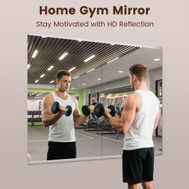 LOAAO Home Gym Mirror, 48"x24"-2 PCS Gym Mirrors for Wall, Frameless, Tempered Glass, Large Workout Mirrors for Home Gym, Dance Studio, Yoga Room, Garage Gym
