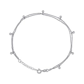 925 Sterling Silver Women's Pearl Fashion Link Anklet Jewellery for Women, One Size, Metal Silver Sterling Silver, No Gemstone, Metal Silver Sterling Silver, No Gemstone