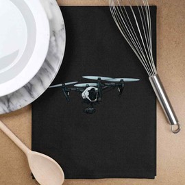 Azeeda 'Camera Drone' Black Cotton Tea Towel/Dish Cloth (TW00051843)