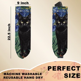 Mysterious Cat Plastic Bag Holder, Wall Mount Plastic Bag Holders for Grocery Bags, Vibrant Floral Washable Grocery Bags Storage Dispenser for Home Kitchen Decor, Cat Lover Gifts for Women