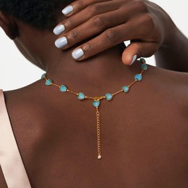 Jenosy Gold Chain Choker Necklace, 14K Gold Plated Lip Chain Long Necklace Delicate Fashion Choker Necklace Jewellery Gift for Women, Gold