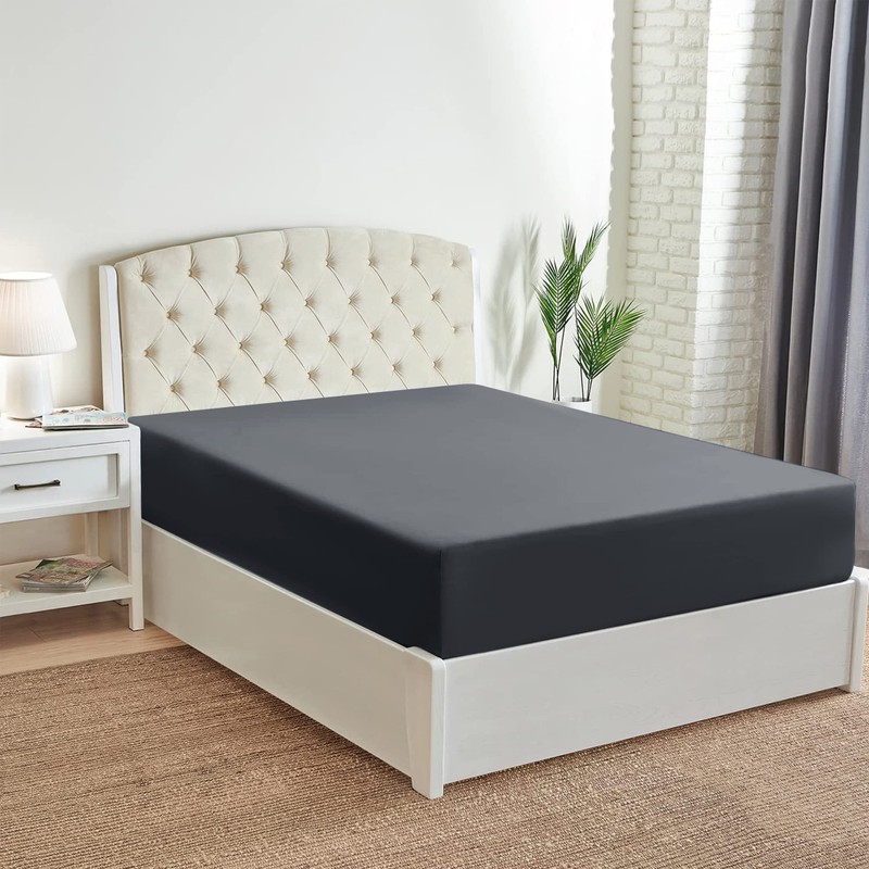 Hafaa Super King Fitted Sheet – Charcoal/Dark Grey Soft Brushed
