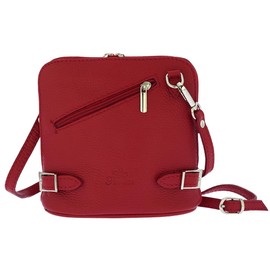 Fioretta Italian Genuine Leather Crossbody Bag Clutch Handbag For Women (Red)