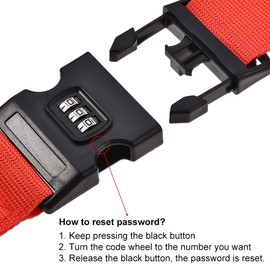 sourcing map Luggage Straps Suitcase Belts with Buckle, Combination Lock, 2Mx5cm Adjustable PP Travel Packing Accessories, Red 2Pcs