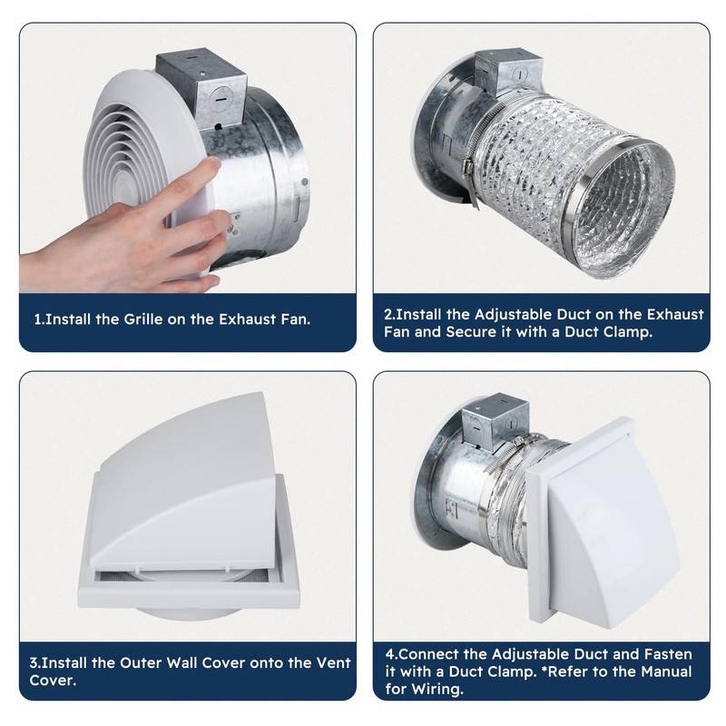 Quini 512M Through-the-Wall Exhaust Fan, White Grille, 6-inch Diameter vent,