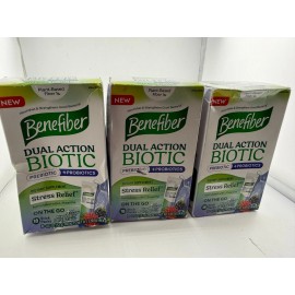 Benefiber Dual Action Biotic Prebiotic 18 Sticks Ea Mixed Berry Exp 12/2025*3*