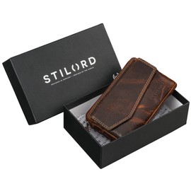 STILORD 'Cruz' Vintage Leather Key Case with RFID Card Slots, Real Leather Key Case for Car Keys and Credit Cards, Luino - Brown, coin purse