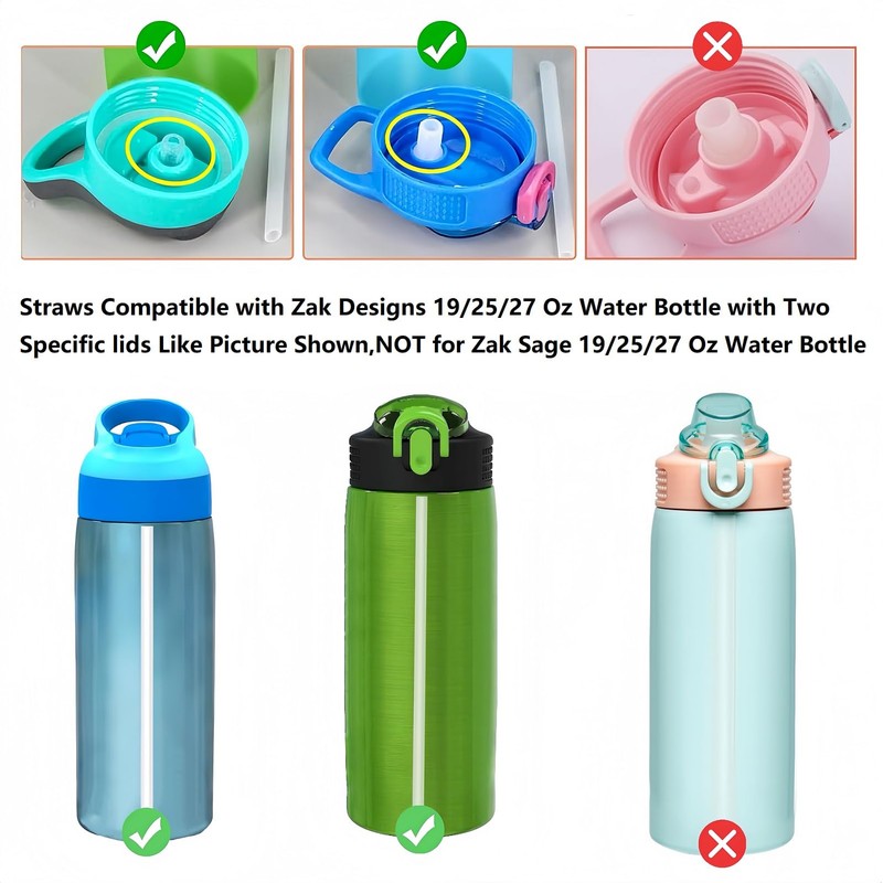 Bubrike Replacement Straws Compatible with Zak Designs Water Bottle 19oz,25oz,27oz