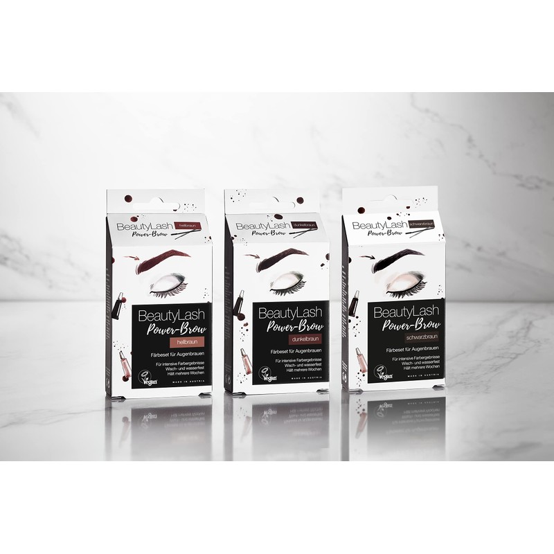 BeautyLash Power-Brow Dye Set Light Brown, Vegan Eyebrow Colour Dyes
