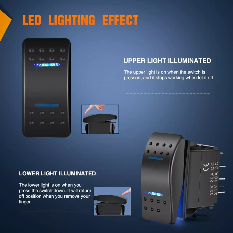 Nilight Momentary Rocker Switch Toggle ON Off ON Switch DPDT