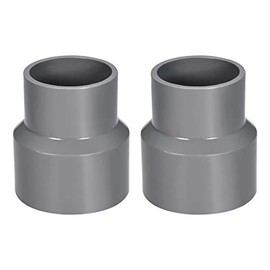 sourcing map PVC Pipe Connectors DWV Pipe Fitting 63 mm x 50 mm Grey Pack of 2