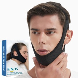 Chin Strap for CPAP User - Adjustable Snore Stopping Device Face Mask (Black)