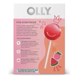 Olly Brainy L'olly Pops Vitaminas Para Concentracion 25 Pzas Sabor Sandía Y Fresa