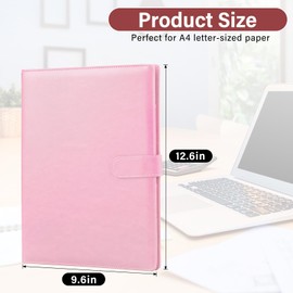 JTTJDB Professional Padfolio, Multi Function Faux Leather Portfolio Binder with Clipboard - Interview Resume Folder, Legal Document, Business Card Holder, for Office, Conference, Interviews (Pink)
