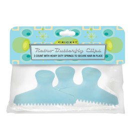 Cricket Retro Butterfly Clips 6 Packs of 3 Clips with S-Hook Clip Strip, Value Set, 6 PK, 18 PCs, Light Blue