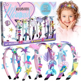 Best Presents for 4-10 Year Old Girls,Hair Accessories Making Set Mermaid Tiara - Girls' Birthday Gift Ideas Toy for 4-10 Years Old