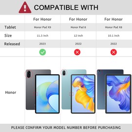 ATOOZ for Honor Pad X9 Case 11.5-inch 2023 Tablet, Ultra Thin Hard Back Case with Stand Protective Folio Cover for 11.5" Honor Tablet X9 (Red)