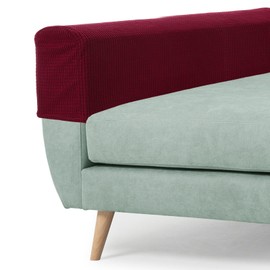 uxcell Couch Arm Covers, Stretch Sofa Armrest Cover with Twist Nails Scratch-Resistant Furniture Protector for Sofas Chairs, Red