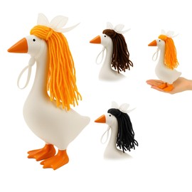 ACHREPLA 3 Pcs Knitted Wigs for 7 Inch Desk Goose Tabletop Goose Outfits Accessory Mini Porch Goose Wig for 7 Inch Geese Figurine Desktop Home Decoration (Short)