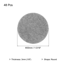 MECCANIXITY 48pcs Felt Furniture Pads, 1-3/16 Inch Round Small Felt Chair Leg Floor Protectors Prevent Scratches for Furniture Hard Floor, Grey